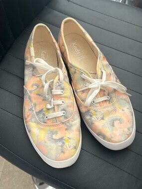 Keds Women's Pastel Tie-Dye Canvas Sneakers - Peach, Yellow & Gray